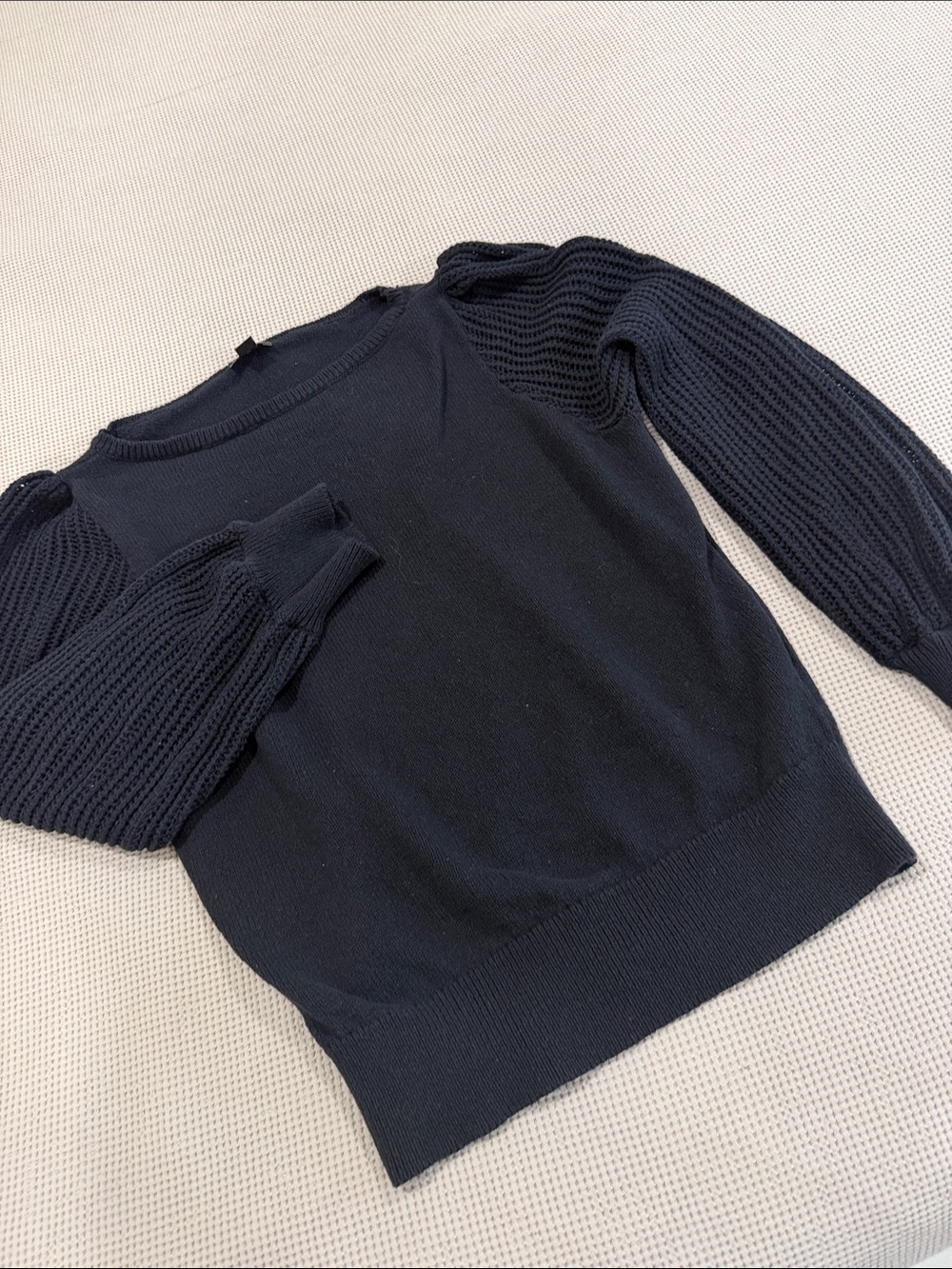 Ann Taylor Black Knit Puff-Sleeve Sweater
